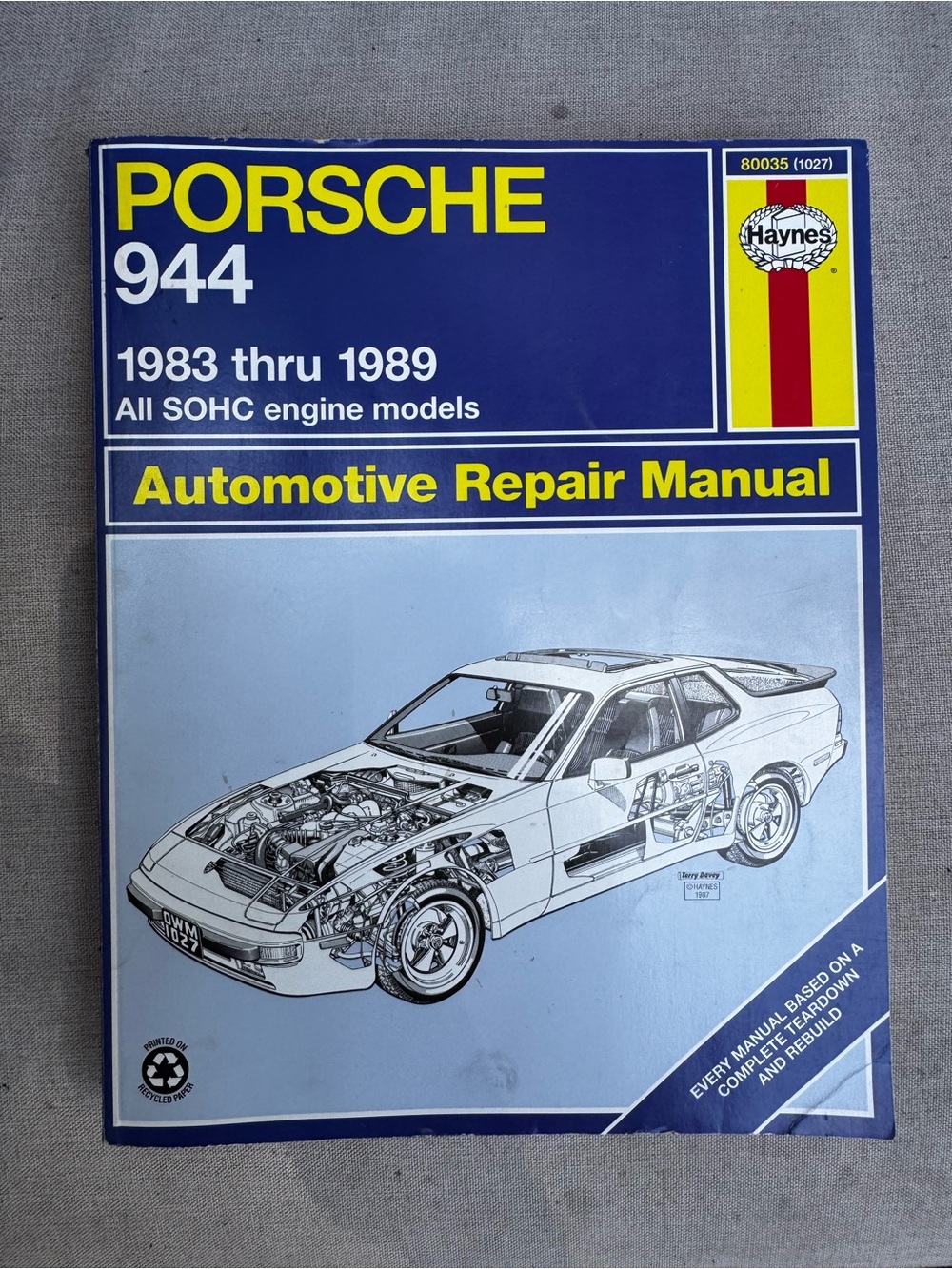 HAYNES PORSCHE 944 - 1983 thru 1989 All SOHC Automotive Repair Manual #1027